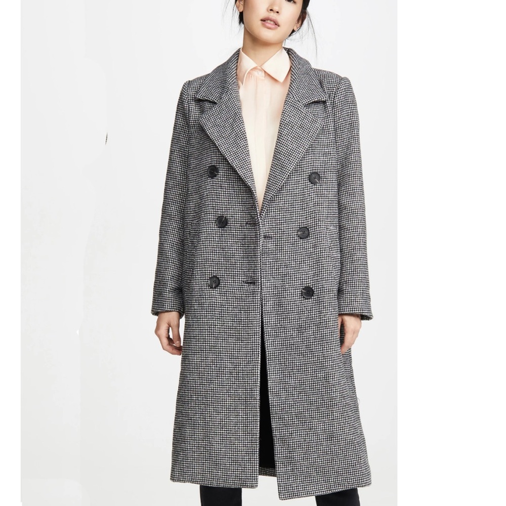Astr Herringbone Plaid Oversized Wool Blend Coat